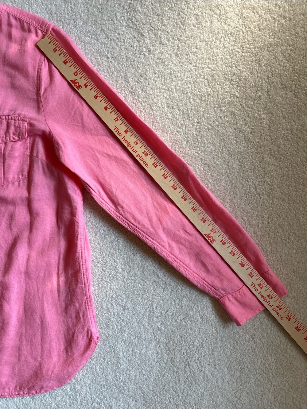 Talbots Linen Camp Shirt Split Neckline Size M Pink - Picture 13 of 13